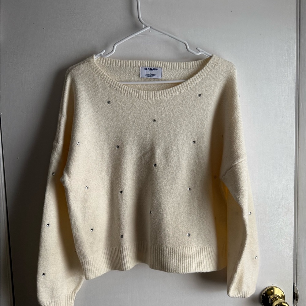 Old Navy Cream Sweater with Silver Accents